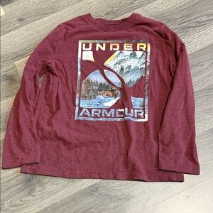 Under Armour Kids Burgundy Adventure Graphic Long Sleeve Tee